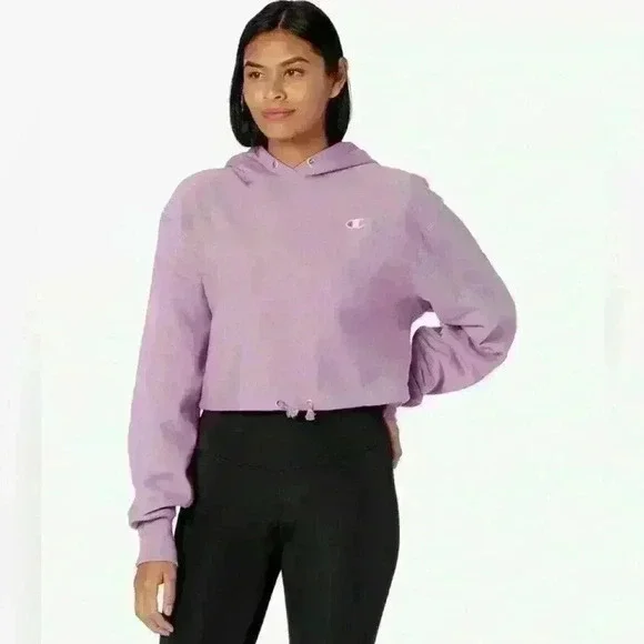 Champion Women’s Size XS Reverse Weave Cinch Bottom Hoodie in Tinted Lavender - Picture 3 of 10